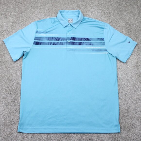 Callaway Opti-Dri Polo Shirt Men Large Blue Polyester Short Sleeve Golf Pullover - Picture 1 of 13